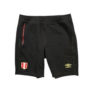 Peru National Team Soccer Shorts Mens M Medium Black Cotton Blend Sweat Umbro